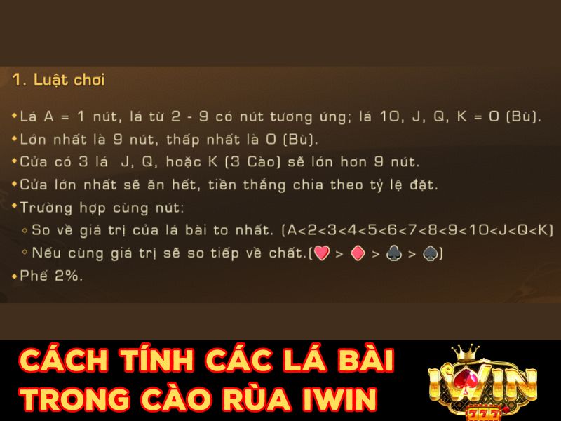 Cách tính các lá bài trong game 