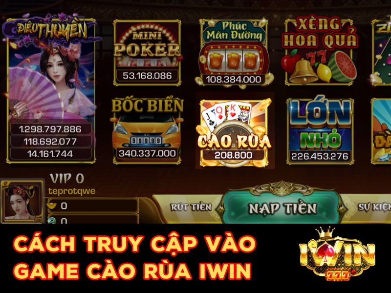 Cách truy cập game Cào rùa trên Iwin