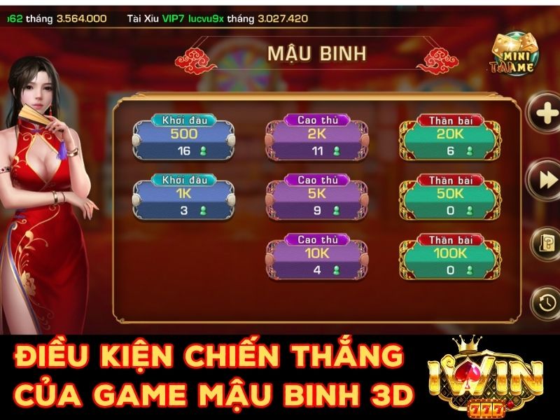 Điều kiện chiến thắng của game Mậu Binh Iwin